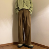 2022 Men's Japanese Retro Solid Color Wide Leg Pants Elastic Overalls Fashion Trendy Trousers Streetwear Loose Casual Pants
