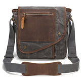 WIAOFELLAS  -  [Small Vintage Messenger Bag] Men's Small Vintage Messenger Bag, Waterproof Travel Shoulder Bag, Crazy Horse Leather Waxed Canvas Crossbody Bag
