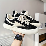 WIAOFELLAS  -  Men'S Vintage Low-Top Skateboard Sneakers, Casual All-Season Sports Canvas Shoes, Solid Color, Round Toe, Lace-Up, Rubber Sole, Faux Insole, Fabric Inner, Ideal for Daily Wear & Outdoor Activities