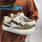 WIAOFELLAS  -  Men'S Vintage Low-Top Skateboard Sneakers, Casual All-Season Sports Canvas Shoes, Solid Color, Round Toe, Lace-Up, Rubber Sole, Faux Insole, Fabric Inner, Ideal for Daily Wear & Outdoor Activities