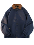 WIAOFELLAS  -  Men's Vintage Turn- Collar Work Jacket - Retro Button-Up Casual Coat in Smooth Polyester, Loose Fit, Solid Color Design, Perfect for Spring & Autumn, Vintage Jacket