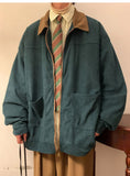 Wiaofellas New Jackets American Vintage High Street Zipper Jacket Men Autumn Winter Casual Male Oversize Loose Patchwork Corduroy Coat