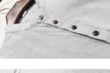 WIAOFELLAS  -  Mens Pullover Linen Shirts Short Sleeve Mens Quality Casual Shirts Slim fit Solid Mandarin Collar Cotton Shirts Men TS-155