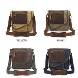 WIAOFELLAS  -  [Small Vintage Messenger Bag] Men's Small Vintage Messenger Bag, Waterproof Travel Shoulder Bag, Crazy Horse Leather Waxed Canvas Crossbody Bag