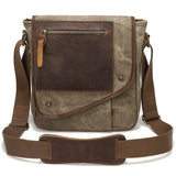 WIAOFELLAS  -  [Small Vintage Messenger Bag] Men's Small Vintage Messenger Bag, Waterproof Travel Shoulder Bag, Crazy Horse Leather Waxed Canvas Crossbody Bag