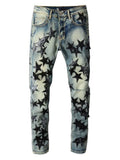 WIAOFELLAS  -  Men's Washed Star Slim Jeans