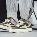 WIAOFELLAS  -  Men'S Vintage Low-Top Skateboard Sneakers, Casual All-Season Sports Canvas Shoes, Solid Color, Round Toe, Lace-Up, Rubber Sole, Faux Insole, Fabric Inner, Ideal for Daily Wear & Outdoor Activities