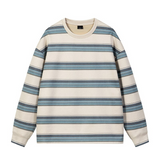 Wiaofellas Chic Autumn Sweatshirt Striped Print Soft Comfortable Crew Neck Men Autumn Tops