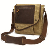 WIAOFELLAS  -  [Small Vintage Messenger Bag] Men's Small Vintage Messenger Bag, Waterproof Travel Shoulder Bag, Crazy Horse Leather Waxed Canvas Crossbody Bag