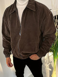 WIAOFELLAS  -  [Thick Corduroy College Style Jacket] Autumn and Winter Men's College Style Jacket in Corduroy, Versatile and Fashionable Top Suitable for Traveling, Parties, Shopping, Thick and Versatile with a Turned-up Coll