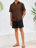 WIAOFELLAS  -  Men'S Button Shirt Knit Crochet Hollow Out Short Sleeve Sweater Casual Summer Tops