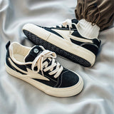 WIAOFELLAS  -  Men'S Vintage Low-Top Skateboard Sneakers, Casual All-Season Sports Canvas Shoes, Solid Color, Round Toe, Lace-Up, Rubber Sole, Faux Insole, Fabric Inner, Ideal for Daily Wear & Outdoor Activities