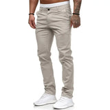 WIAOFELLAS  -  Foreign Trade Autumn New Casual Pants for Men's European and American Style Slim Fit Men's Casual Solid Color Pants