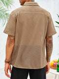 WIAOFELLAS  -  Men'S Button Shirt Knit Crochet Hollow Out Short Sleeve Sweater Casual Summer Tops