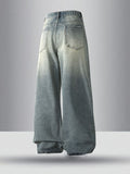 WIAOFELLAS  -  Men'S Stylish Loose-Fit Jeans - Cotton Blend, Street Style, Non-Stretch Denim With Pockets, Machine Washable