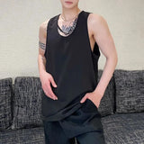 Wiaofellas  -  Mens Casual Sexy Chain Design Vest New Genderless Streetwear Youth Trendy Nightclub Personalized Simple Top Unisex