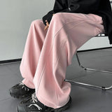 Wiaofellas  -  Mens Casual Double Drawstring Straight Pant Genderless New Fashion Personality Versatile Solid Color Simple Trousers Unisex