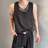 Wiaofellas  -  Mens Casual Sexy Chain Design Vest New Genderless Streetwear Youth Trendy Nightclub Personalized Simple Top Unisex