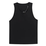 Wiaofellas  -  Mens Casual Sexy Chain Design Vest New Genderless Streetwear Youth Trendy Nightclub Personalized Simple Top Unisex