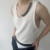 Wiaofellas  -  Mens Casual Sexy Chain Design Vest New Genderless Streetwear Youth Trendy Nightclub Personalized Simple Top Unisex