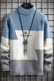 Wiaofellas  -  Winter Cashmere Warm Sweater Men Turtleneck Mens Pullover Patchwork Sweaters Tops Knitted Men's Christmas Jumper