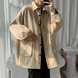 Wiaofellas  -  Jacket Men Harajuku Loose Long Sleeve Shirt Coat  Autumn Clothing Casual Tops Korean Fashion Homme Outwear Male Chaquetas