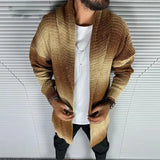WIAOFELLAS  -  Fashion Knitted Cardigan Long Sleeve Tops Men Casual Turn-down Collar Long OuterwearMen Autumn Winter Loose Sweater Coat Solid