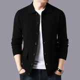 Wiaofellas  -  High Quality Cardigan Men Knitting Sweaterscoat Autumn Winter Casual Sweater Jackets Solid Turn Down Collar Knitted Man