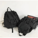 WIAOFELLAS  -  Solid Black Men's Backpacks Cool Streetwear Style Man Backpack Harajuku Large Capacity School Bags Waterproof Nylon Bags for Men