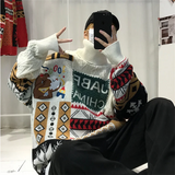 WIAOFELLAS  -  Christmas Sweater Men Fashion Cartoon Animal Embroidery Pullovers Gengar New Year Streetwear Clothing New Knitted Sweater Unisex