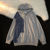 WIAOFELLAS  -  Denim Patchwork Hoodie Men Sweatshirts Spring Autumn Fashion Loose Wild Couple Tops Sudaderas Hombre Vintage Long Sleeve Moletom