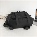 WIAOFELLAS  -  Solid Black Men's Backpacks Cool Streetwear Style Man Backpack Harajuku Large Capacity School Bags Waterproof Nylon Bags for Men