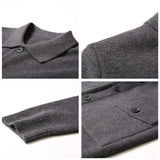 Wiaofellas  -  High Quality Cardigan Men Knitting Sweaterscoat Autumn Winter Casual Sweater Jackets Solid Turn Down Collar Knitted Man