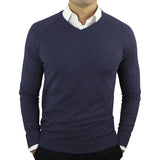 WIAOFELLAS  -  High Quality New Fashion Brand Woolen Knit Pullover V Neck Sweater Black for Men Autum Winter Casual Jumper Men Clothes 2Xl