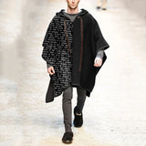 WIAOFELLAS  -  Autumn Winter Mens Cape  Batwing Sleeve Vintage Loose Oversize Poncho Hooded Coats  Male Outwear Irregular Shawl Overcoat