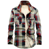 WIAOFELLAS  -  Top Quality Fashion Winter Plaid Shirt Men Warm Fleece Lined Long Sleeve Men's Shirts 4XL Male Casual Shirt Outwear  MY160