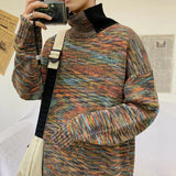 Wiaofellas  -  Hong Kong style autumn and winter new trend knit sweater jacquard turtleneck sweater for men and women couples