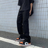 Wiaofellas  -  Spring and Autumn High Street Jeans Splashed Ink Jeans Men's Straight Pants Loose Casual Pants Men Fashion  Punk Pants