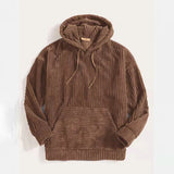WIAOFELLAS  -  Leisure Pullover Hooded Sweater Autumn Winter Men’s Pullover Corduroy Long Sleeve Pocket Pullover Vintage Street Wear