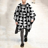 WIAOFELLAS  -  Autumn Winter Mens Cape  Batwing Sleeve Vintage Loose Oversize Poncho Hooded Coats  Male Outwear Irregular Shawl Overcoat