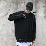 WIAOFELLAS  -  Vintage Sweater Men Pullover Fashion Solid Long Sleeve Hip Hop Clothes Winter Streetwear Casual Loose Knitted Sweaters Men Ropa