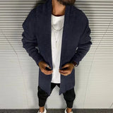 WIAOFELLAS  -  Fashion Knitted Cardigan Long Sleeve Tops Men Casual Turn-down Collar Long OuterwearMen Autumn Winter Loose Sweater Coat Solid