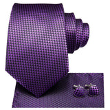 WIAOFELLAS Purple Solid Mens Necktie Luxury 8.5cm Silk Business Tie Hanky Cufflinks Brooch Wedding Tie Gift For Men Hi-Tie Designer