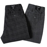 Wiaofellas  -  New Mens Casual Plaid Pants Business Slim Fit Dark Grey Classic Style Elastic Trousers Male Brand Clothes Street Leisure Fashion