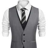 Wiaofellas  -  V Neck Casual Waistcoat for Wedding Men Single One Piece Gray and Black Suit Vests Custom Groom Tuxedo Male Fashion Coat