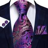 Wiaofellas  -  Hi-Tie Designer Elegant Mens Ties Gentlemen Pueple Novelty Luxury Brand Ties For Men  New Business Necktie Handky Cufflinks