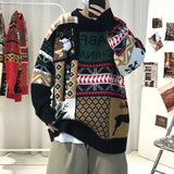 WIAOFELLAS  -  Christmas Sweater Men Fashion Cartoon Animal Embroidery Pullovers Gengar New Year Streetwear Clothing New Knitted Sweater Unisex
