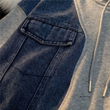 WIAOFELLAS  -  Denim Patchwork Hoodie Men Sweatshirts Spring Autumn Fashion Loose Wild Couple Tops Sudaderas Hombre Vintage Long Sleeve Moletom