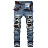 WIAOFELLAS  -  New Arrival Mens Ripped Hole Jeans Casual Slim Skinny Blue Black Jeans Men Trousers Fashion Male Hip hop Denim Pants