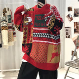 WIAOFELLAS  -  Christmas Sweater Men Fashion Cartoon Animal Embroidery Pullovers Gengar New Year Streetwear Clothing New Knitted Sweater Unisex